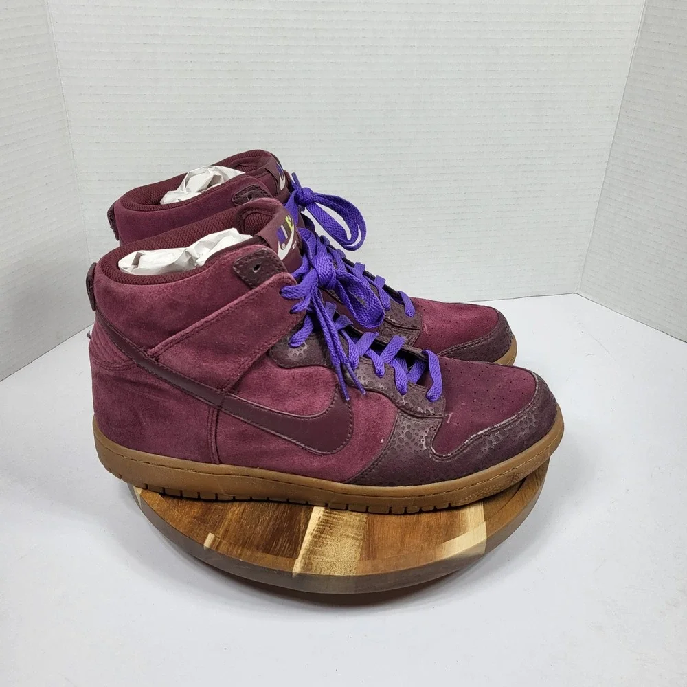 Nike Mens Dunk High Premium Red Oxide Purple Safari Vintage 2008 Suede Size 10.5